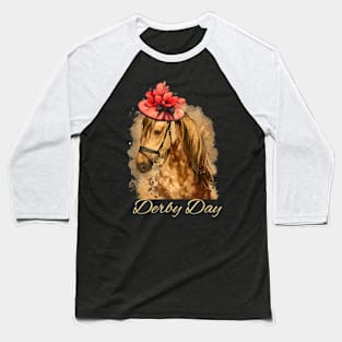 Funny Horse Derby Party Blue Baseball T-Shirt